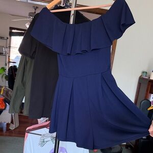 Elegant Navy Off-Shoulder Romper